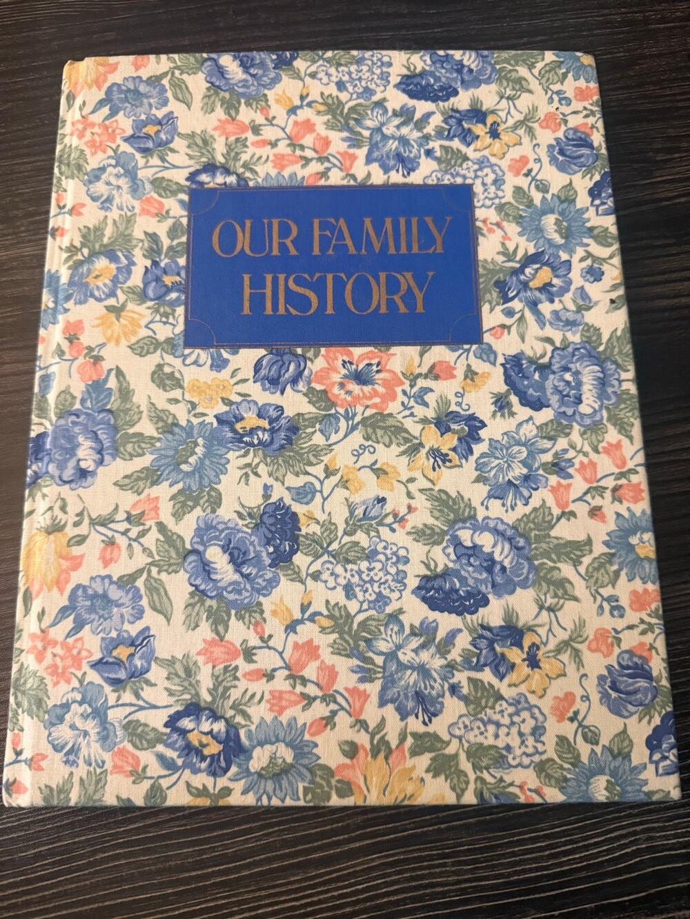 Vintage Our Family History Hardcover Record Book - Floral Fabric Cover 1980